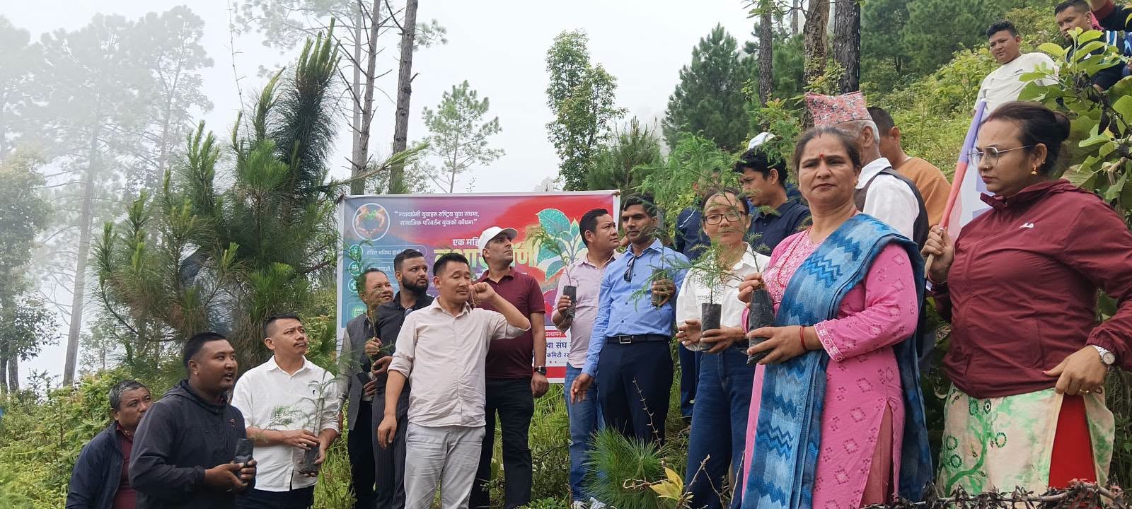 रसुवाको स्वाउबारी सामुदायिक वनमा वृक्षरोपण